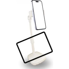 MiraLive Masa Üstü Tablet ve Telefon Tutucu Plastik Aparat Beyaz Telefon Standı