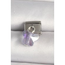 Nehir 316L Çelik Gümüş Renk Mor Zirkon Taşlı Nomination Charm