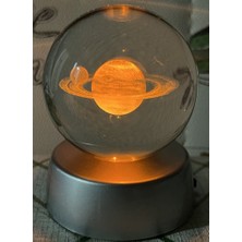 Norino Satürn Plastik Altlıklı Işıklı Cam Küre 6cm