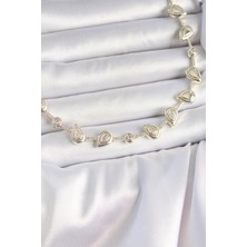 Nehir Pirinç Gold Renk Zirkon Taşlı Damla Model Vıp Seri Exclusive Kadın Kolye