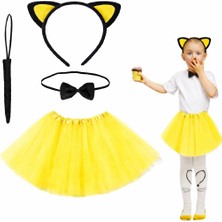 Butik Bfs Sarı Renk Etekli Kedi Kostüm Seti (Tütü, Taç, Papyon, Kuyruk)