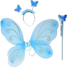 Costurera Kelebek Kanadı Tacı Asası Mavi Renk