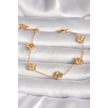 Nehir 316L Çelik Gold Renk Baby Boy Yonca Model Işleme Detay Kadın Bileklik