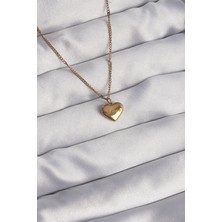 Nehir 316L Çelik Gold Renk Kalp Model Love Kolye