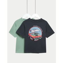 Marks & Spencer 2'li Saf Pamuklu Hot Wheels:trade_mark: Tişört Seti (2-8 Yaş)