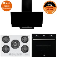 Eminçelik ve Afm Tech Markalı / Axe 5 Gözlü 1'wok Dijital Ankastre Set ( 22 386 + FM7700 + FM3250 )