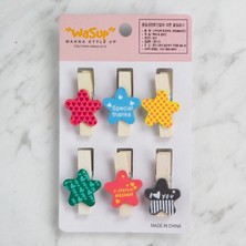 MiraLive Loren Dekoratif Yıldız Desenli Mandal 6 Lı