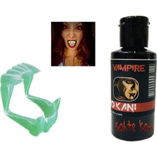 İntora Fosforlu Çift Damak Takma Vampir Dişi ve 50 gr Tiyatro Kanı
