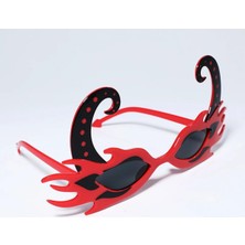 İntora Siyah Boynuzlu Kırmızı Renk Alevli Parti Gözlüğü 21X10 cm