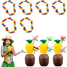 İntora Tropikal Hawaii Parti Malzemeleri – Kolye, Pipet, Bardak Seti