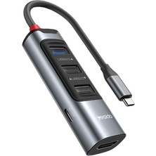 Hepta Collection Yesıdo 5in1 3 Adet USB 3.0/1 Adet 100W Type-C ve 1 Adet 4K 30Hz HDMI Çıkışlı Hub Dönüştürücü