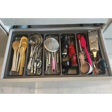 Hepta Collection 86X49 Cm. 6 Bölmeli Gri Çekmece Içi Düzenleyici Kepçelik (80 * 40 Cm'e Kadar Kesilir) Maket Bıçağı H