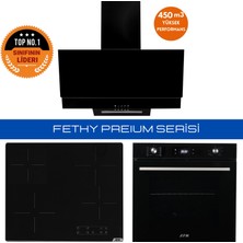 Afm Tech Fethy 074 Premium Vitroseramik Elektrikli Siyah  Ankastre Set ( V6-04 + FM7700 +FM3250 )