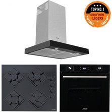 Ferre ve Afm Tech Markalı/onda Turbolu  Inox Siyah Ankastre Set (D100 + FM7700 +FM-BD2200)