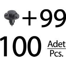 Alpha Auto Part Honda, Nissan, Toyota, Mitsubishi Için Davlumbaz ve Çamurluk Klipsi- 100 Adet