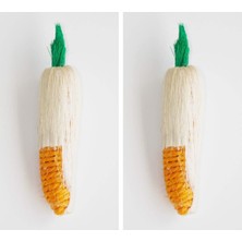 Hepta Collection 805071 Hasır Havuç Tavşan Oyuncağı, 14 cm 2li Paket