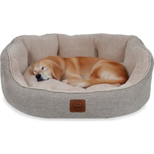 Hepta Collection Jungolica Coco Kedi ve Köpek Yatağı Bej 70X80 Cm, Oval Tasarım, Çift Taraflı Yıkanabilir Minder, Ult