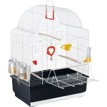Hepta Collection Ibiza Open Kuş Kafesi - Muhabbet Kuşu Için, Oyuncak, Yem Kabı ve Oturma Çubukları Dahil - Beyaz, 49