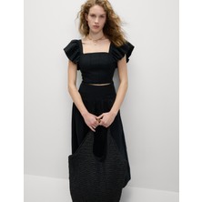 Marks & Spencer Keten Karışımlı Regular Fit Crop Top