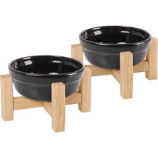 Hepta Collection Gobypet Always Mama Kabı, Ahşap Kedi Mama Kabı, (Iki Adet), Kedi Mama Su Kabı, Ahşap Standlı Kedi Kö