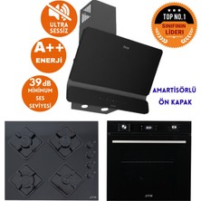 Ferre ve Afm Tech Markalı Vua Sessiz Turbo Dijital  Siyah Ankastre Set (D080-SA +FM7700 +FM-BD2200)