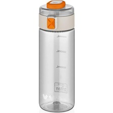 Hepta Collection Tkk 450ML Taşıma Kulplu Kilitlenebilir Kapak Ölçü Skalalı Rahat Içim Tritan Spor Matara (Beyaz)