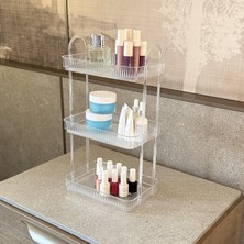 Hepta Collection 3 Katlı Makyaj Organizeri Kozmetik Aksesuar Düzenleyici Kozmetik Vitrini (Şeffaf)