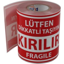 Hepta Collection , Hazır Al Kırılır Etiketi Büyük Boy Kuşe, Fragile Label Yapışkanlı Etiket 100X150MM Ruloda 250 Adet