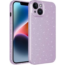 Hepta Collection iPhone 14 ile Uyumlu Z-Jelly Kılıf Kamera Korumalı Simli Işılıtılı Renkli Parlak Silikon Kapak-Lila