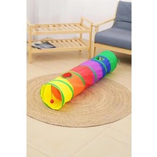 Hepta Collection Kedi ve Köpek Oyun Tüneli Gökkuşağı Renkli Katlanır, Uzun Eğlenceli Evcil Hayvan Oyuncak Tüneli (Düz