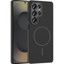 Hepta Collection Galaxy Için Uyumlu S25 Ultra Kılıf M-Safe Şarj Özellikli Ruby Sert Kapak Siyah