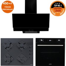  Afm Tech Chardak Turbo Dijital  Siyah Cam  Ankastre Set (FM3250 + FM7700 + FM-BD2200 )