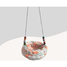 Hepta Collection Muhabbet Kuşları Için Hamak Salıncak Desenli Beyaz-Turuncu 8cm