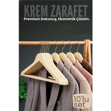MiraLive 10'lu Lüks Krem Elbise Ceket Askısı - Ergonomik & Kaymaz Plastik Askı Seti -  Ahşap Görünümlü