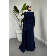 Merven Akyüz Aurelia Balık Kesim Krep Abiye Lacivert