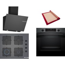 Bosch Gri 3 Lü Ankastre Set 497 ( HUA736EG0T - POP6C9P31O - DWK66PJ70T ) - Buhar Destekli - Pişirme Matı ile