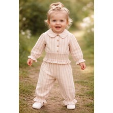 Baby Hola Müslin Kız Bebek Gipe Detaylı Bluz ve Fırfırlı Pantolon Ikili Set Babyhola 2012