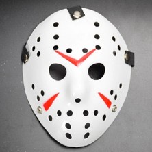 Sb Shopping Beyaz Kırmızı Çizgili Tam Yüz Hokey Maskesi