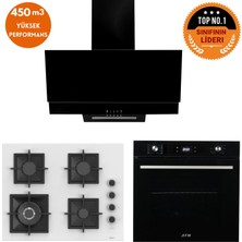 Ferre ve Afm Tech Marka Qc 8 Prog. Turbolu Siyah Dijital Ankastre Set (SC406-WFA WOK+FM7700+FM3250)