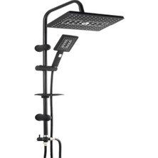 Sb Shopping Lüks Robot Duş Seti Mat Siyah Dikdörtgen | Çok Fonksiyonlu Yağmur Robot Duş Sistemi Siyah