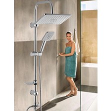 Sb Shopping Kaliteli Lüks Robot Yağmurlama Tepe Duş Seti (Krom)Dikdörtgen Başlık