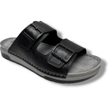 Enova M253-0202-26 Deri Anatomik Soft Çift Bant Erkek Terlik
