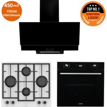 Ferre ve Afm Tech Markalı / Suw 8 Prog. Turbolu Siyah Dijital Ankastre Set (LN386 + FM7700+FM3250)