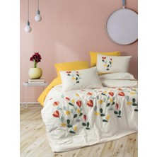 Bigelal Puff Nakışlı Ranforce Çift Kişilik Nevresim Takımı Nella Hardal