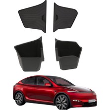 Ramm Tesla Juniper Arka Bagaj Sağ ve Sol Plastik Kapaklı Saklama Kutuları 2li Set Siyah