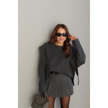 Purple By Banu Gri Şallı Kazak