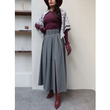 Esra Helvacı Kemerli Yüksek Bel Pileli Etek