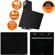 Ferre ve Afm Tech Marka Sessiz Sio Elek.vitro Siyah Dijital Ankastre Set (D077-SA + V6-04 + FM7700)