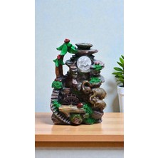 Genel Su Değirmeni Fil Figürlü Fıçı Küp Dekoratif LED Işıklı Şelale Hayvan Motifli Hediyelik Doğa Temalı