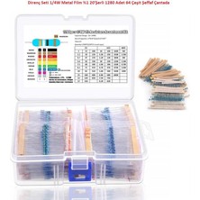Hatfon Direnç Seti 1/4W Metal Film %1 20'şerli 1280 Adet 64 Çeşit Şeffaf Çantada